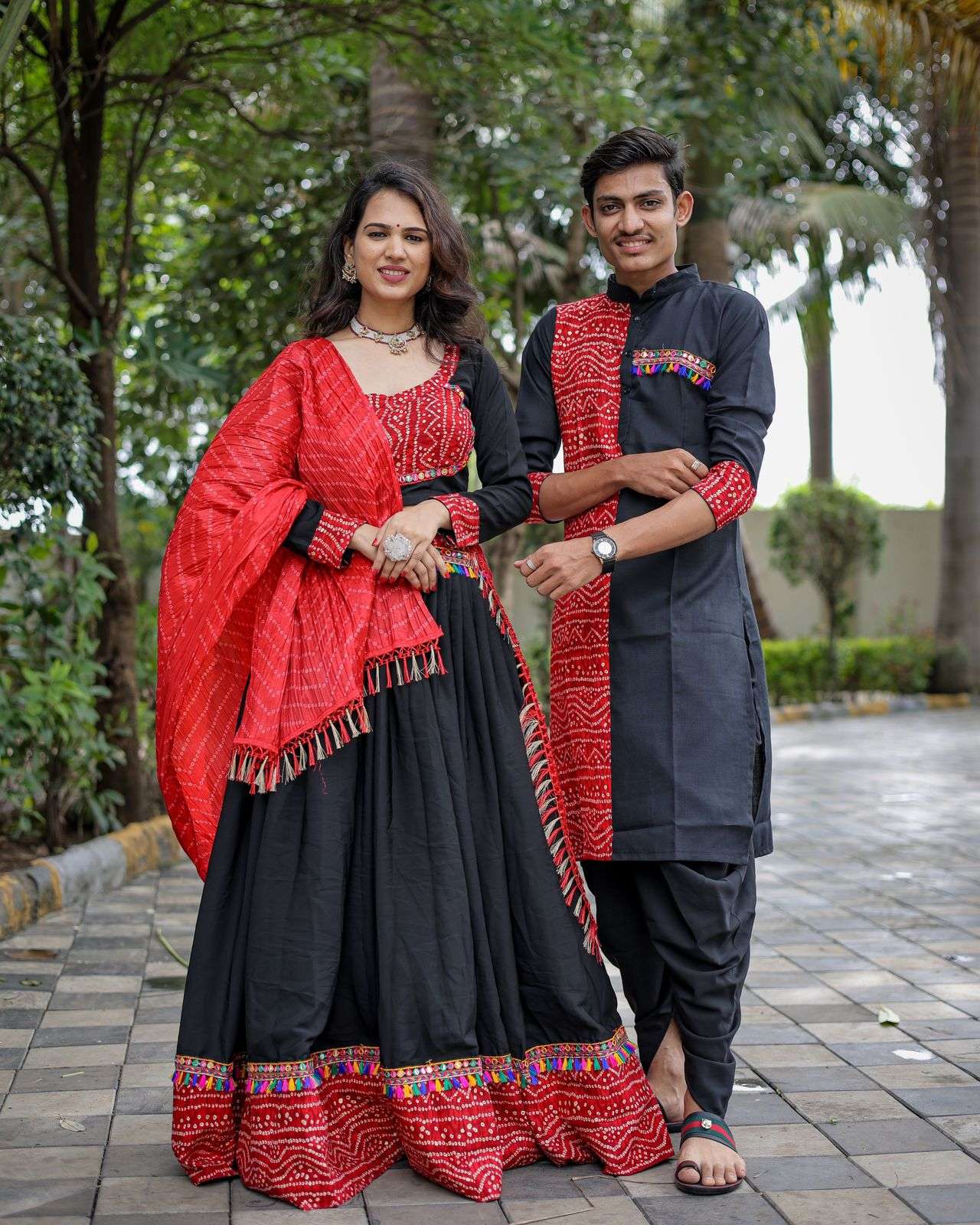 Multicolor Bandhani clearance print Navratri Lehenga